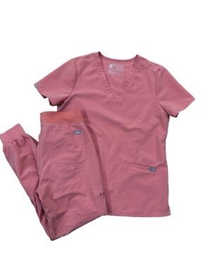 Figs Coral Pink Orange Scrub Set Size Small PO 1516 Medical Uniform Nurse Dr